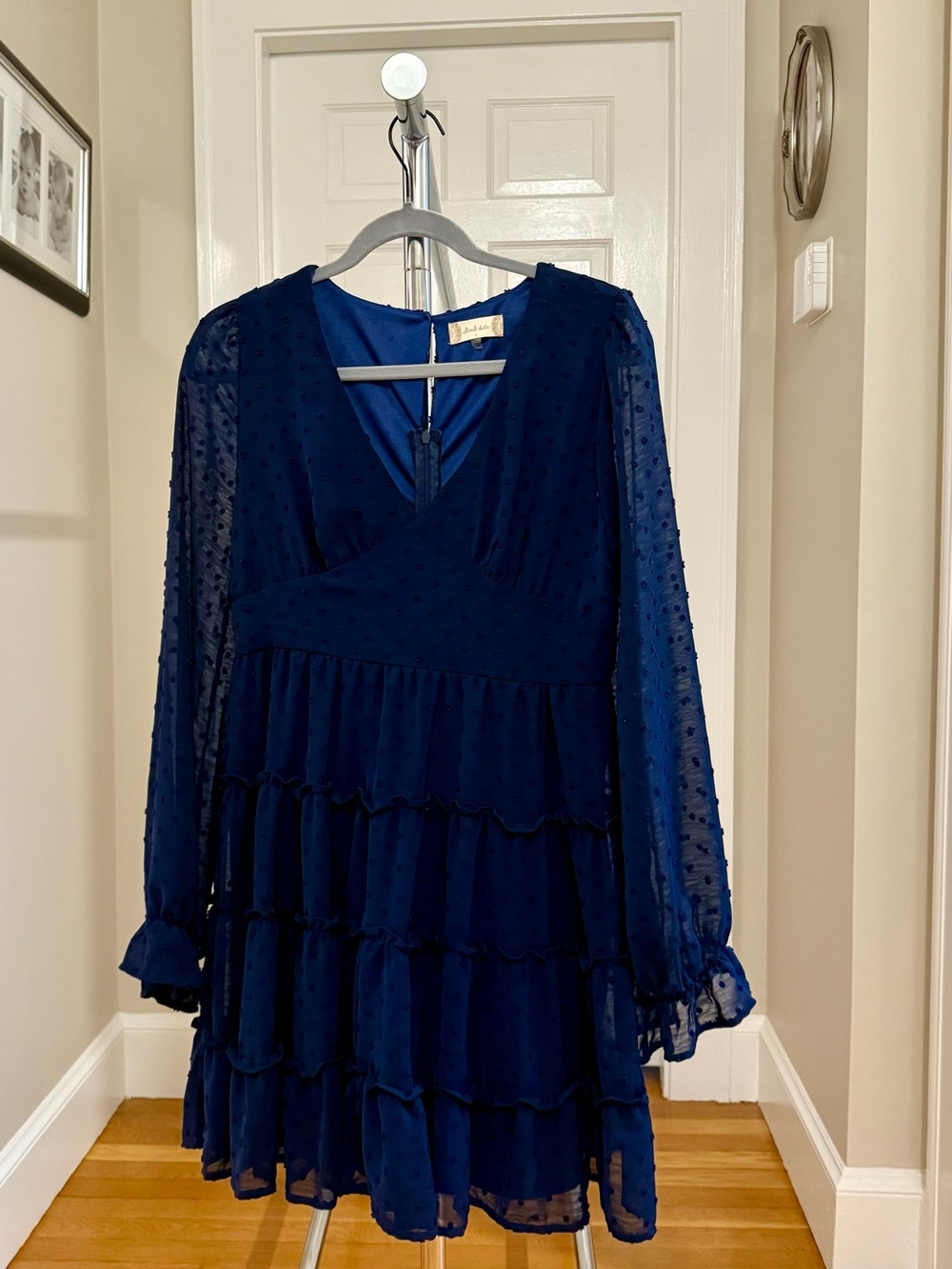 Altrd State Women's Navy Blue Tiered V-Neck Dress